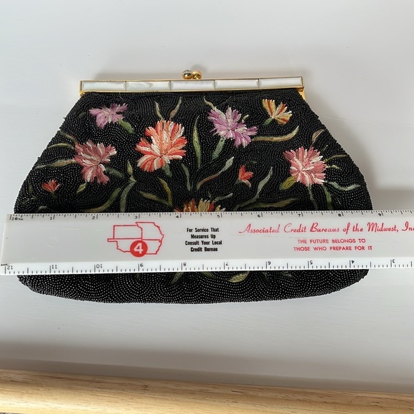 Vintage Bags By Josef Beaded Embroidered Clutch Bag Hand Beaded In France - Picture 10 of 13